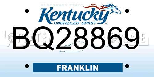 BQ28869 Kentucky License Plate