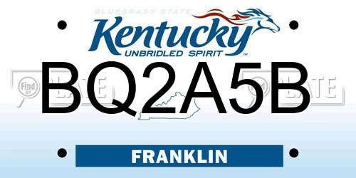 BQ2A5B Kentucky License Plate