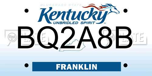 BQ2A8B Kentucky License Plate