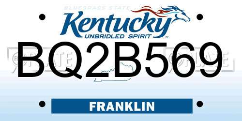 BQ2B569 Kentucky License Plate