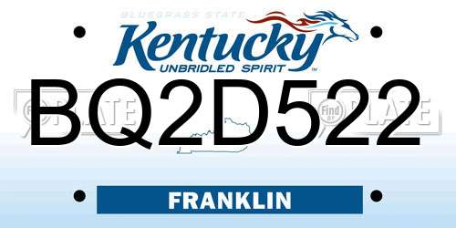 BQ2D522 Kentucky License Plate