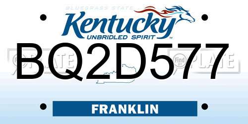 BQ2D577 Kentucky License Plate