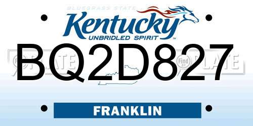 BQ2D827 Kentucky License Plate