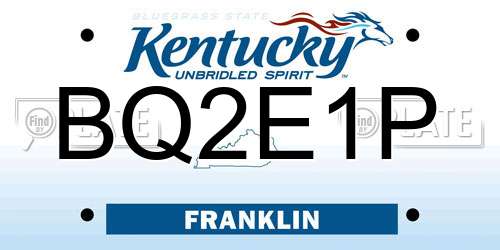 BQ2E1P Kentucky License Plate