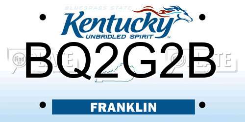 BQ2G2B Kentucky License Plate