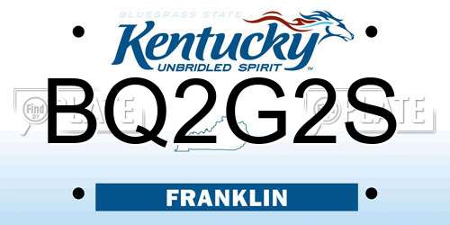 BQ2G2S Kentucky License Plate
