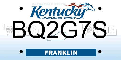 BQ2G7S Kentucky License Plate