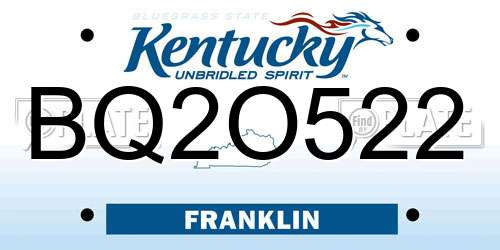 BQ2O522 Kentucky License Plate