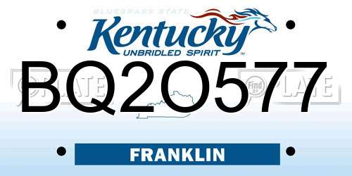 BQ2O577 Kentucky License Plate