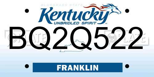 BQ2Q522 Kentucky License Plate