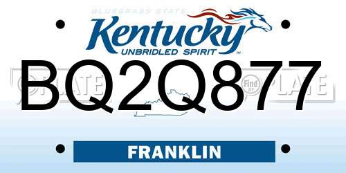 BQ2Q877 Kentucky License Plate