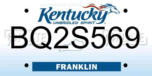 BQ2S569 Kentucky License Plate