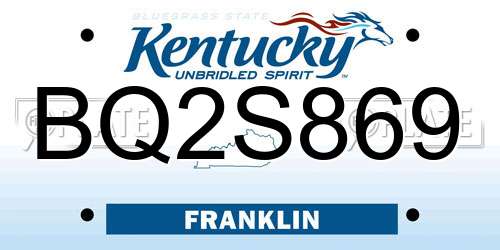 BQ2S869 Kentucky License Plate