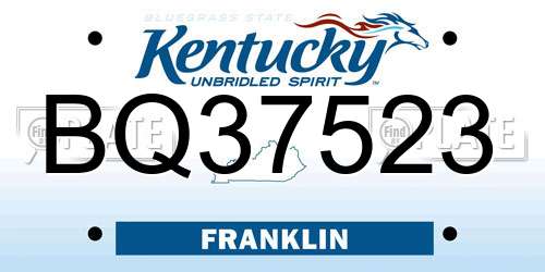 BQ37523 Kentucky License Plate