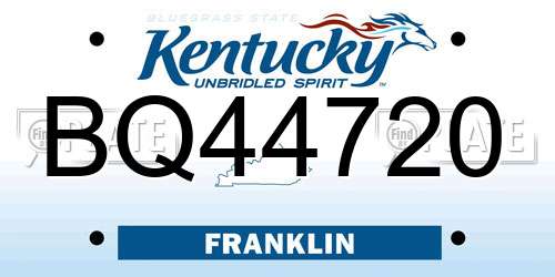 BQ44720 Kentucky License Plate