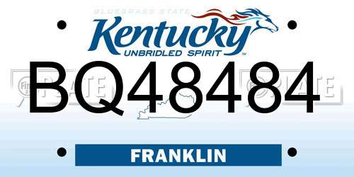 BQ48484 Kentucky License Plate