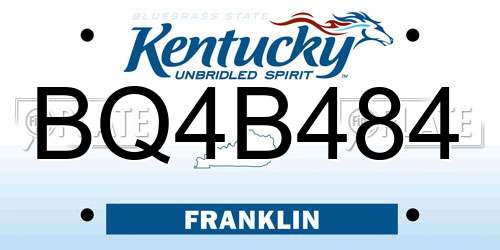 BQ4B484 Kentucky License Plate