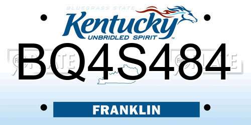 BQ4S484 Kentucky License Plate