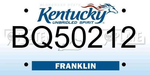 BQ50212 Kentucky License Plate