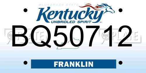 BQ50712 Kentucky License Plate