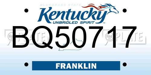 BQ50717 Kentucky License Plate