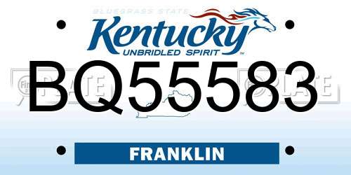 BQ55583 Kentucky License Plate