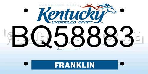 BQ58883 Kentucky License Plate