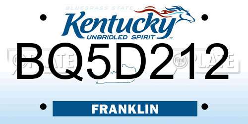 BQ5D212 Kentucky License Plate
