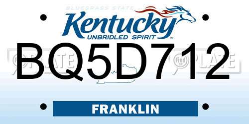BQ5D712 Kentucky License Plate