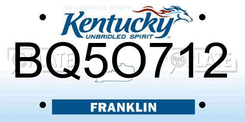 BQ5O712 Kentucky License Plate