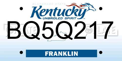 BQ5Q217 Kentucky License Plate