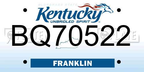 BQ70522 Kentucky License Plate