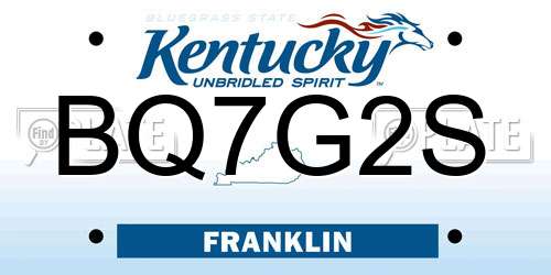 BQ7G2S Kentucky License Plate