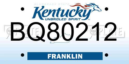BQ80212 Kentucky License Plate