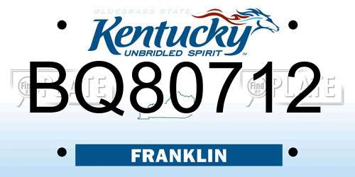 BQ80712 Kentucky License Plate