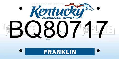 BQ80717 Kentucky License Plate