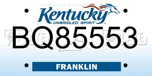 BQ85553 Kentucky License Plate