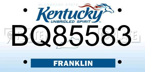 BQ85583 Kentucky License Plate