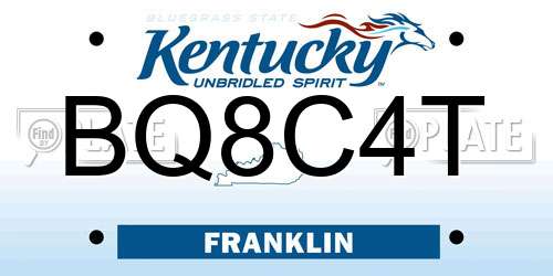 BQ8C4T Kentucky License Plate