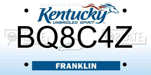 BQ8C4Z Kentucky License Plate