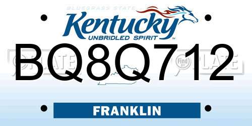 BQ8Q712 Kentucky License Plate