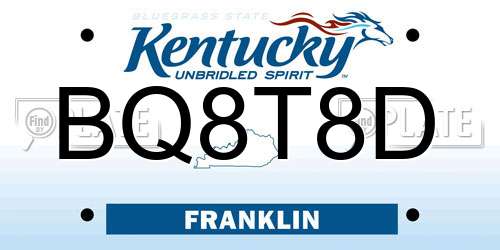 BQ8T8D Kentucky License Plate