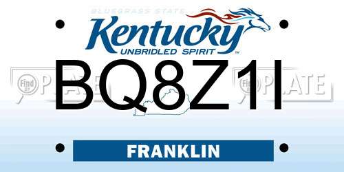 BQ8Z1I Kentucky License Plate