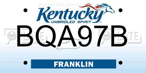 BQA97B Kentucky License Plate