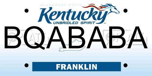 BQABABA Kentucky License Plate