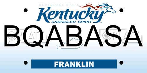 BQABASA Kentucky License Plate