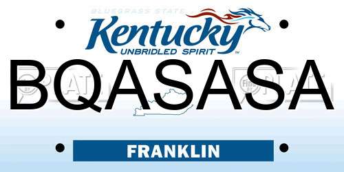 BQASASA Kentucky License Plate
