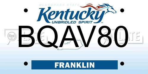 BQAV80 Kentucky License Plate