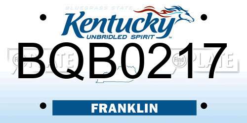 BQB0217 Kentucky License Plate