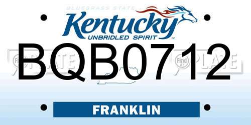 BQB0712 Kentucky License Plate
